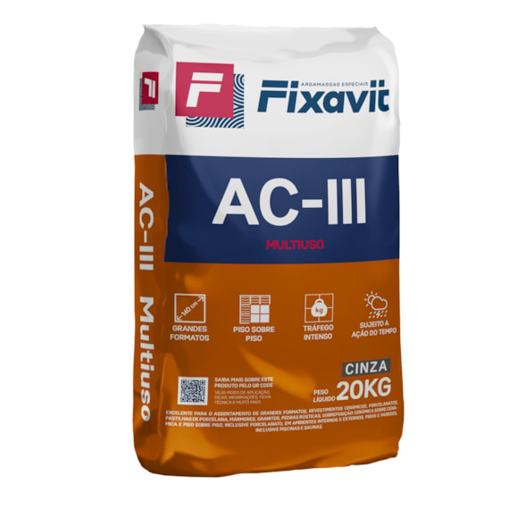 Argamassa Colante Ac 3 Multiuso Cinza 20 Kg Fixavit