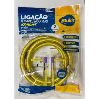 Mangueira Ligação Flexível para Gás 3/8x3/8 0,80m Blukit