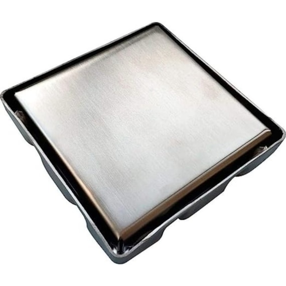 Ralo Oculto Invisível 10x10 cm Inox Banheiro Antiodor Flvx Hidro